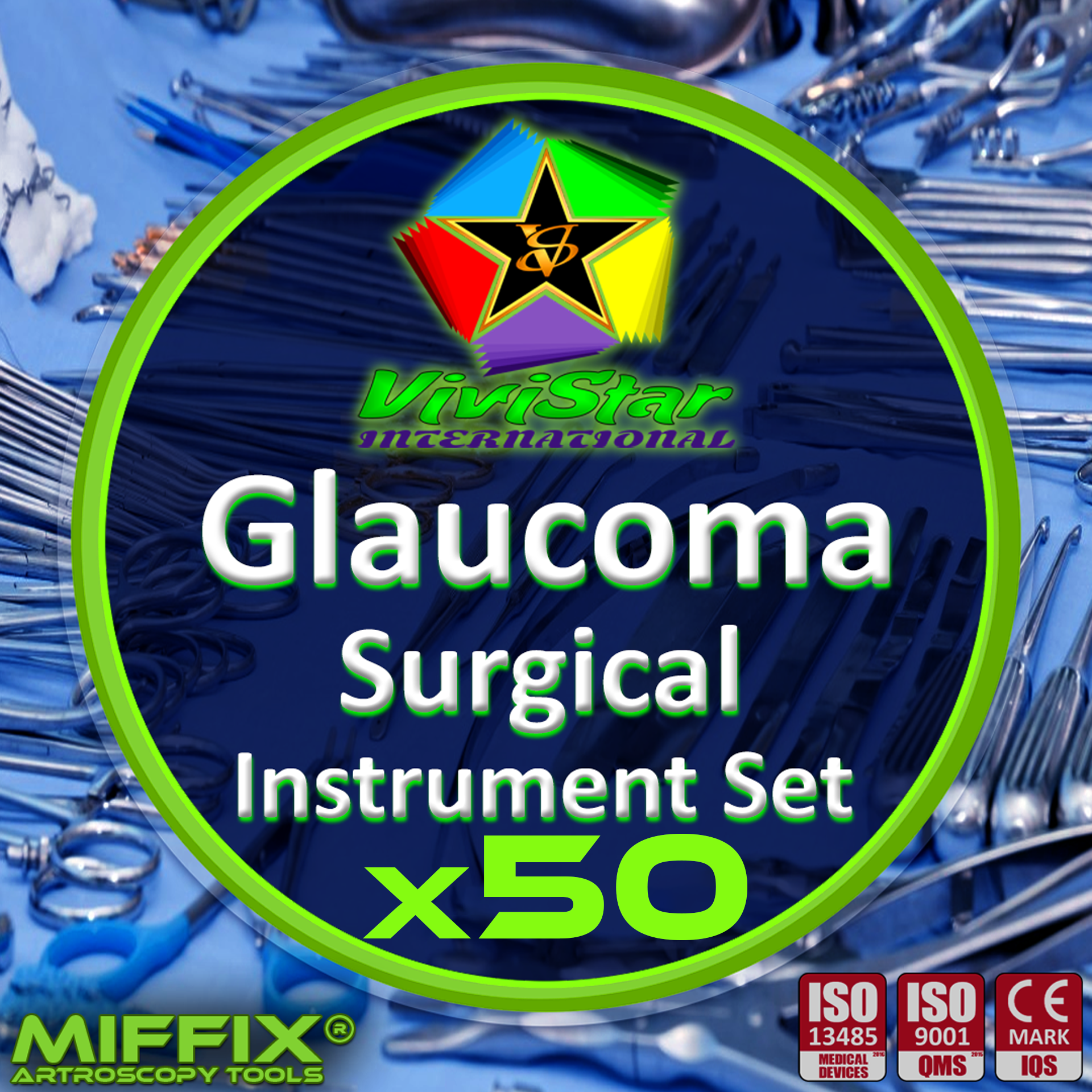 Glaucoma Surgical Instrument Set Eye Surgery Ophthalmic Incisional Surgery Trabeculectomy Ahmed Glaucoma Valve Baerveldt Implant Goniotomy Trabeculotomy Iridectomy Pack of 50