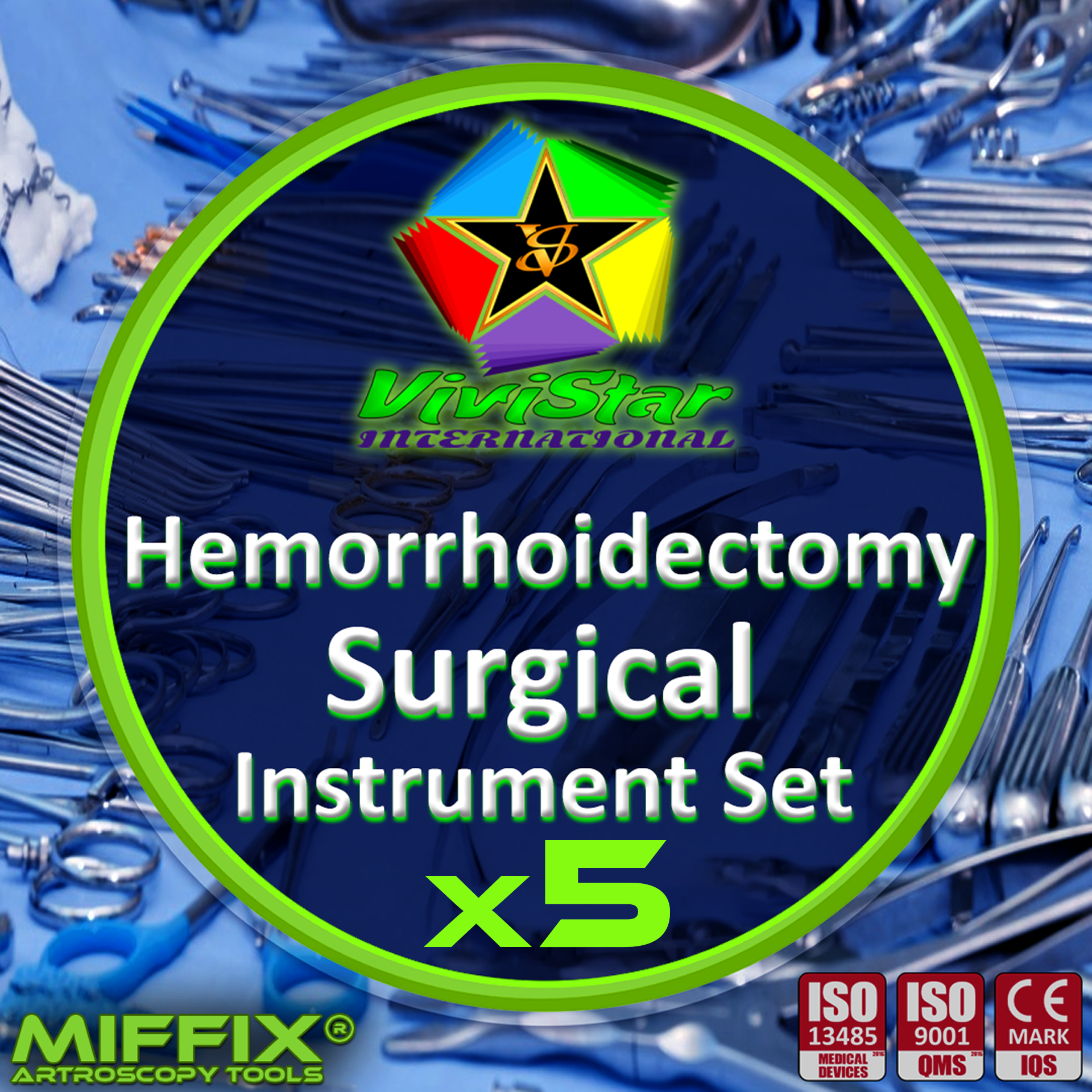 Hemorrhoidectomy Surgical Instruments Set hemorrhoidopexy polypectomy Thrombosed hemorrhoid excision Pack of 5Hemorrhoidectomy Surgical Instruments Set hemorrhoidopexy polypectomy Thrombosed hemorrhoid excision Pack of 5