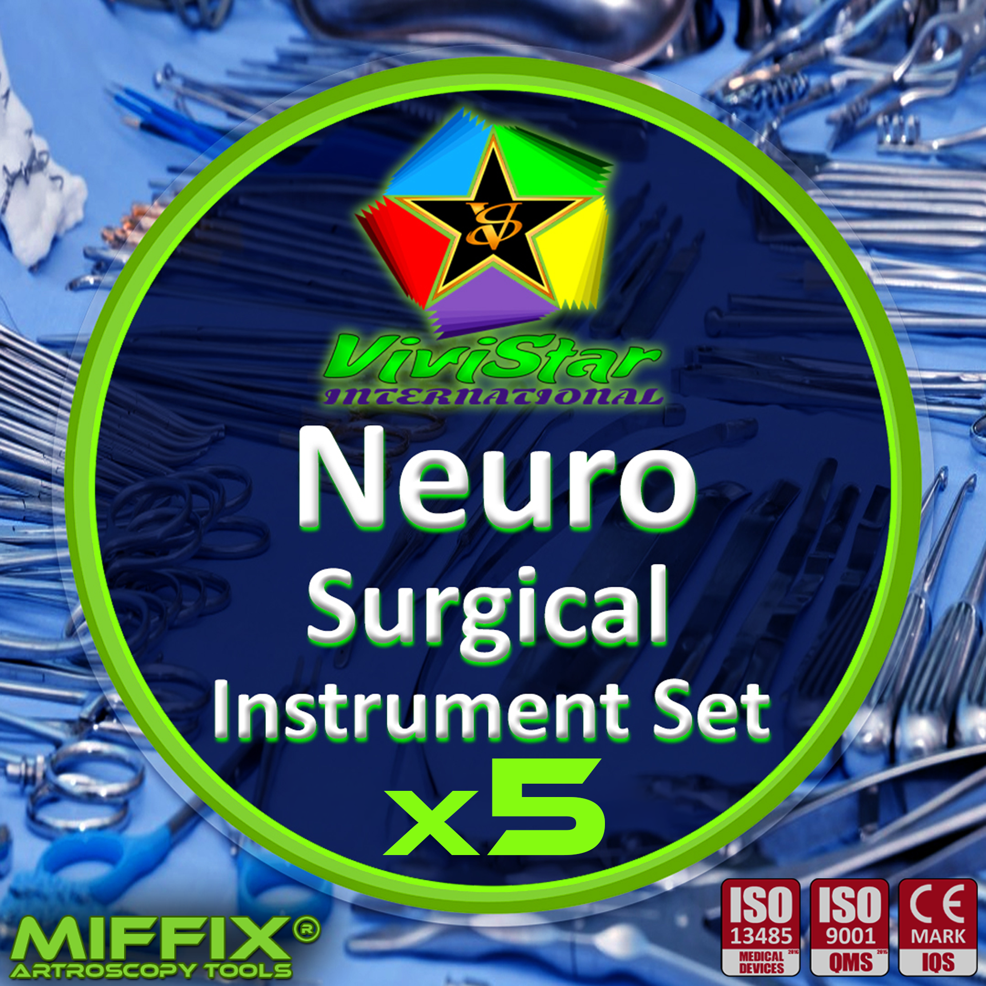 Neurosurgery Surgical Instrument Set craniotomy craniectomy intracranial hematoma aneurysm hydrocephalus spinal decompression laminectomy Pack of 5