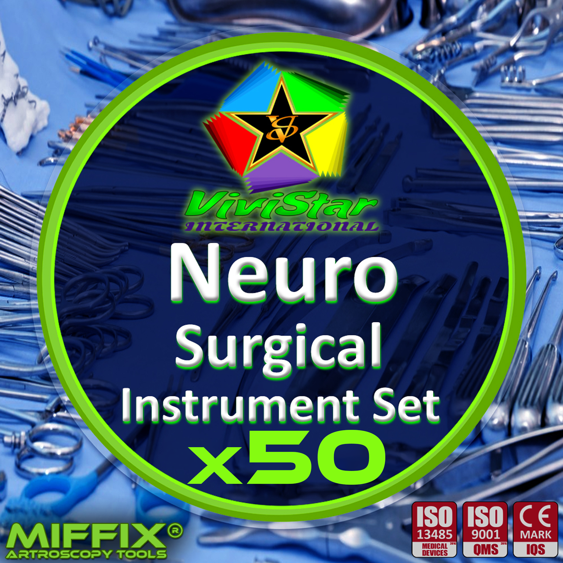 Neurosurgery Surgical Instrument Set craniotomy craniectomy intracranial hematoma aneurysm hydrocephalus spinal decompression laminectomy Pack of 50