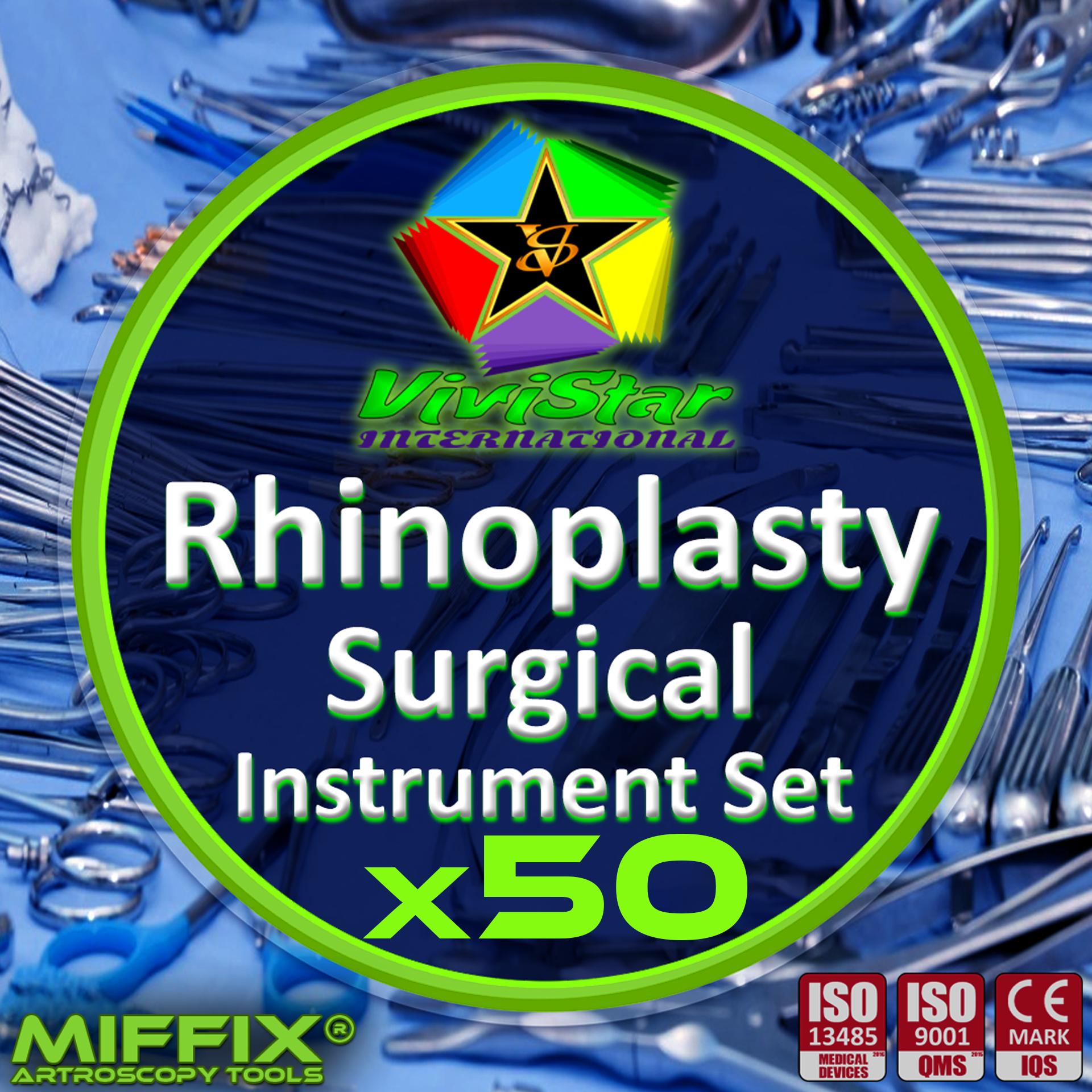 Rhinoplasty Surgical Instrument Set rhinoplasty septoplasty septorhinoplasty nasal osteotomies cartilage harvesting grafting alar base reduction Pack of 50