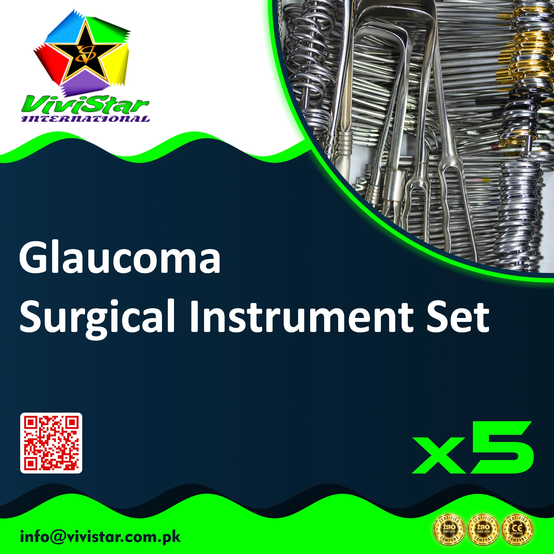 Glaucoma Surgical Instrument Set – Clinic Supply Pack - 5 Sets