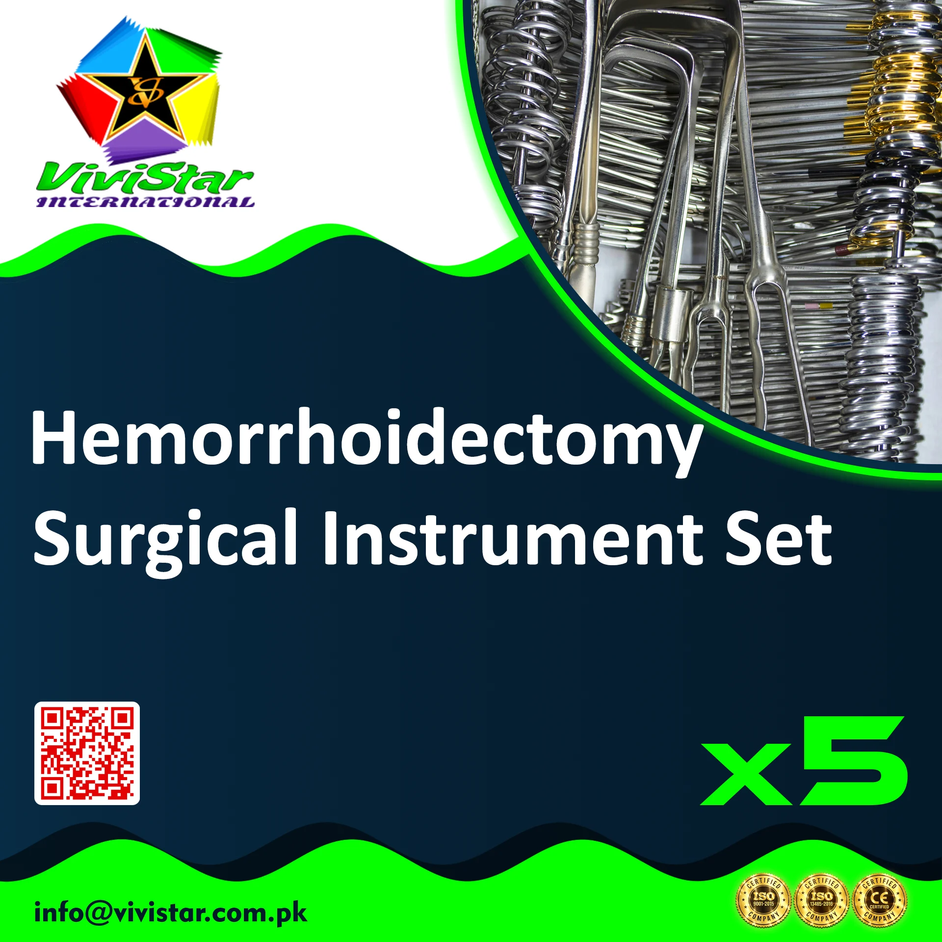 Hemorrhoidectomy Surgical Instruments Set hemorrhoidopexy polypectomy Thrombosed hemorrhoid excision Pack of 5 Sets