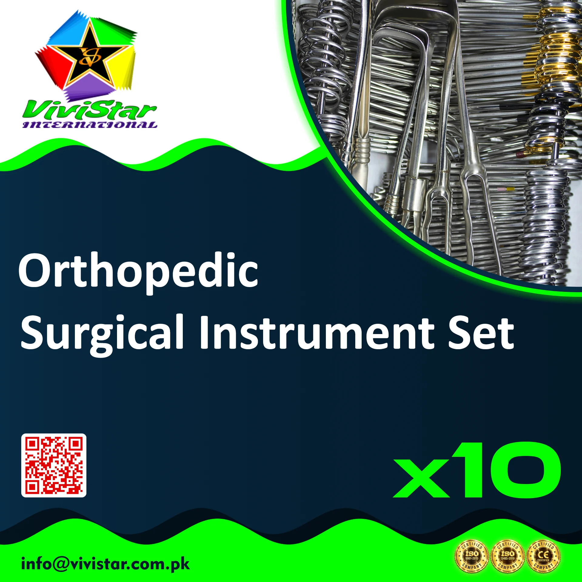 Orthopedic Surgical Instrument Set fracture & internal fixation with plates and screws bone reduction ortho trauma surgeries Pack of 10 Sets