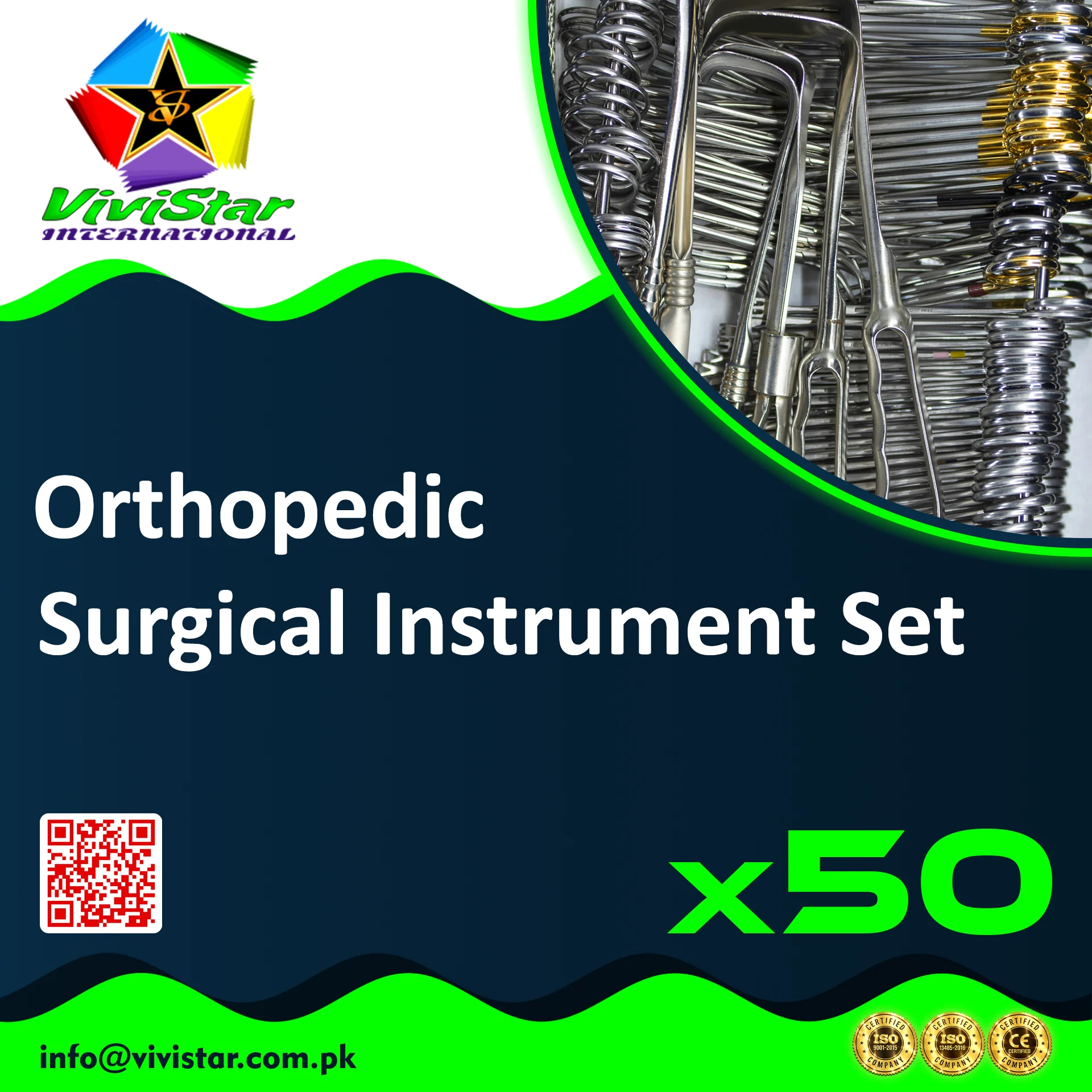 Orthopedic Surgical Instrument Set fracture & internal fixation with plates and screws bone reduction ortho trauma surgeries Pack of 50 Sets