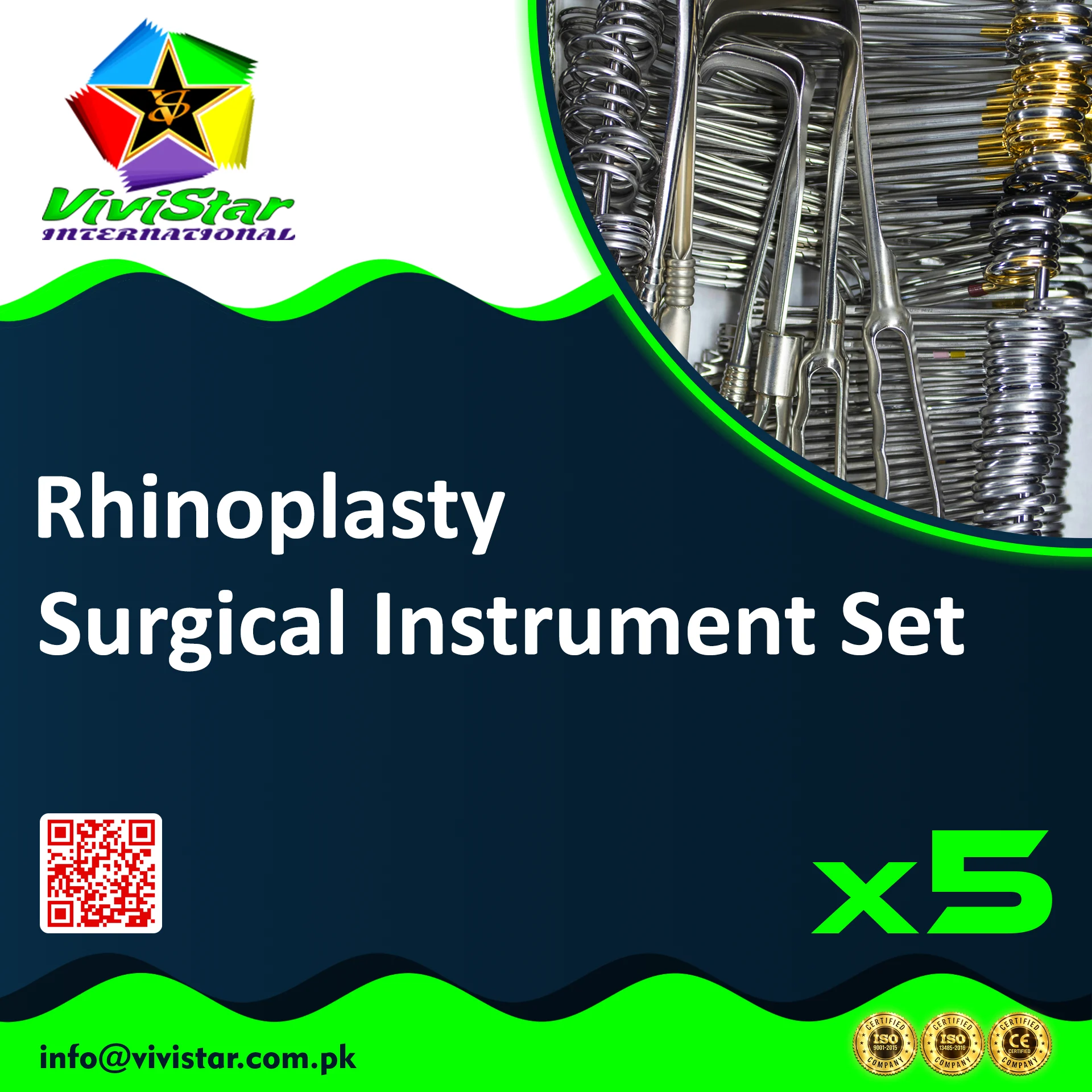 Rhinoplasty Surgical Instrument Set rhinoplasty septoplasty septorhinoplasty nasal osteotomies cartilage harvesting grafting alar base reduction Pack of 5 Sets