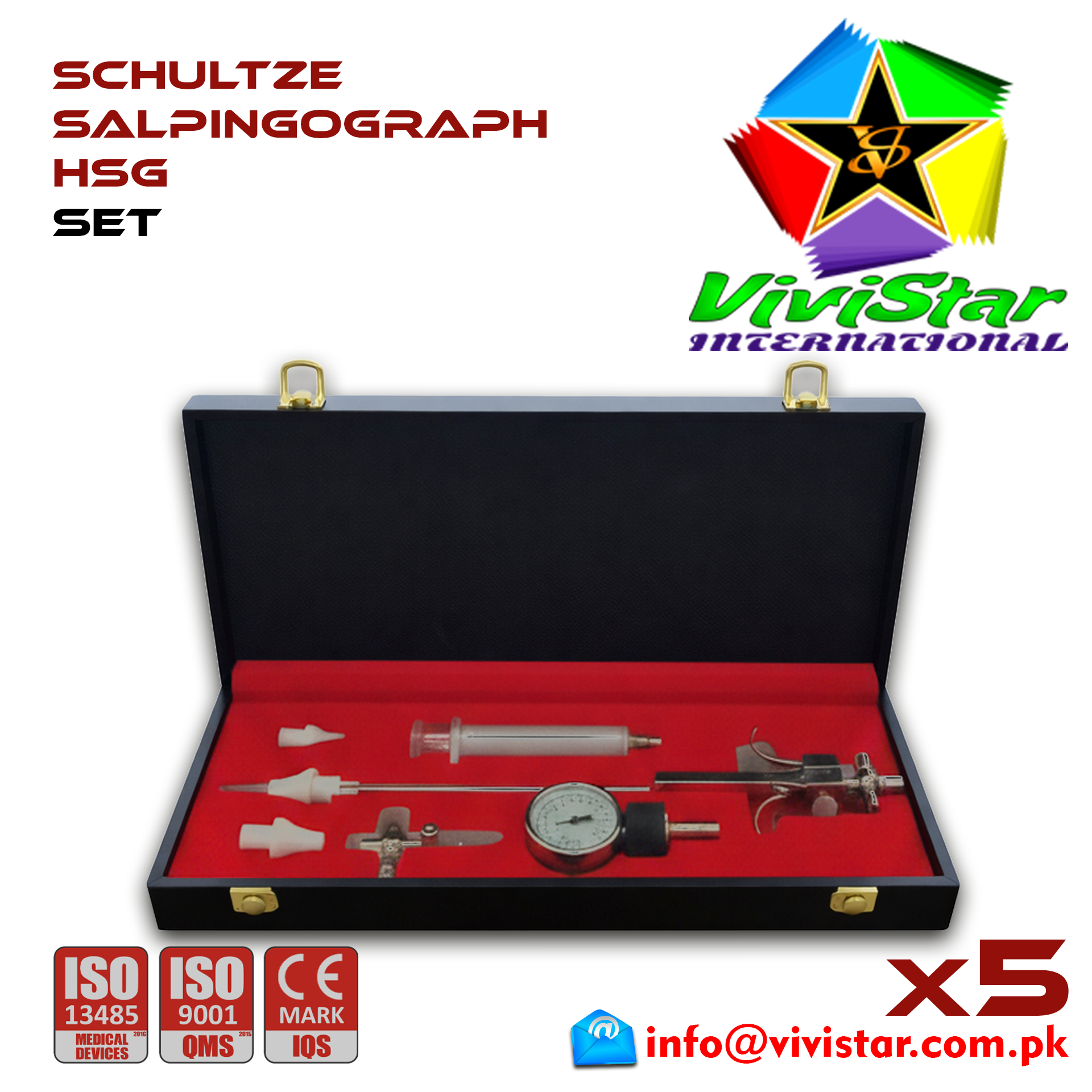 Schultze Salpingograph HSG Set - Hysterosalpingography - Fallopian Tube Cannulation - Infertility Diagnostic - Fluoroscopic - Sonosalpingography Pack of 5