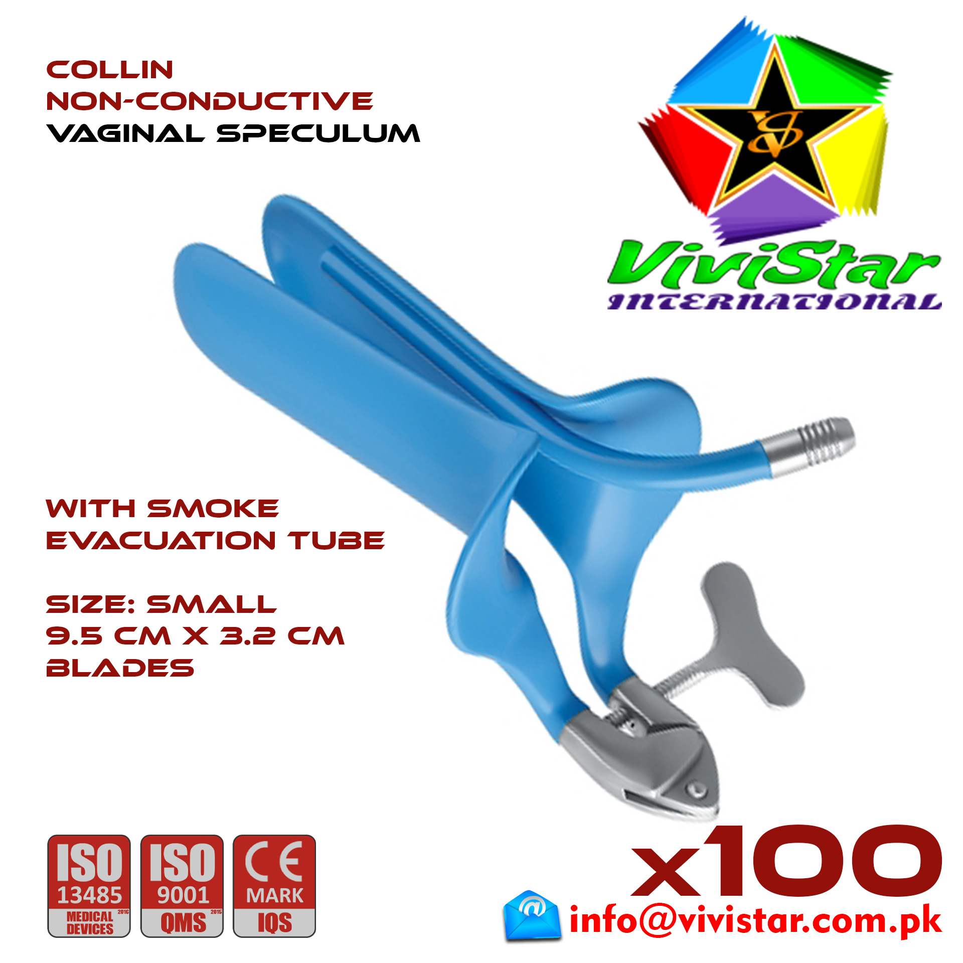 Collin Non-Conductive Vaginal Speculum Small - S - gynecological examinations - colposcopy - cervical biopsy - LEEP - cauterization treatments - IUD insertion and removal Pack of 100