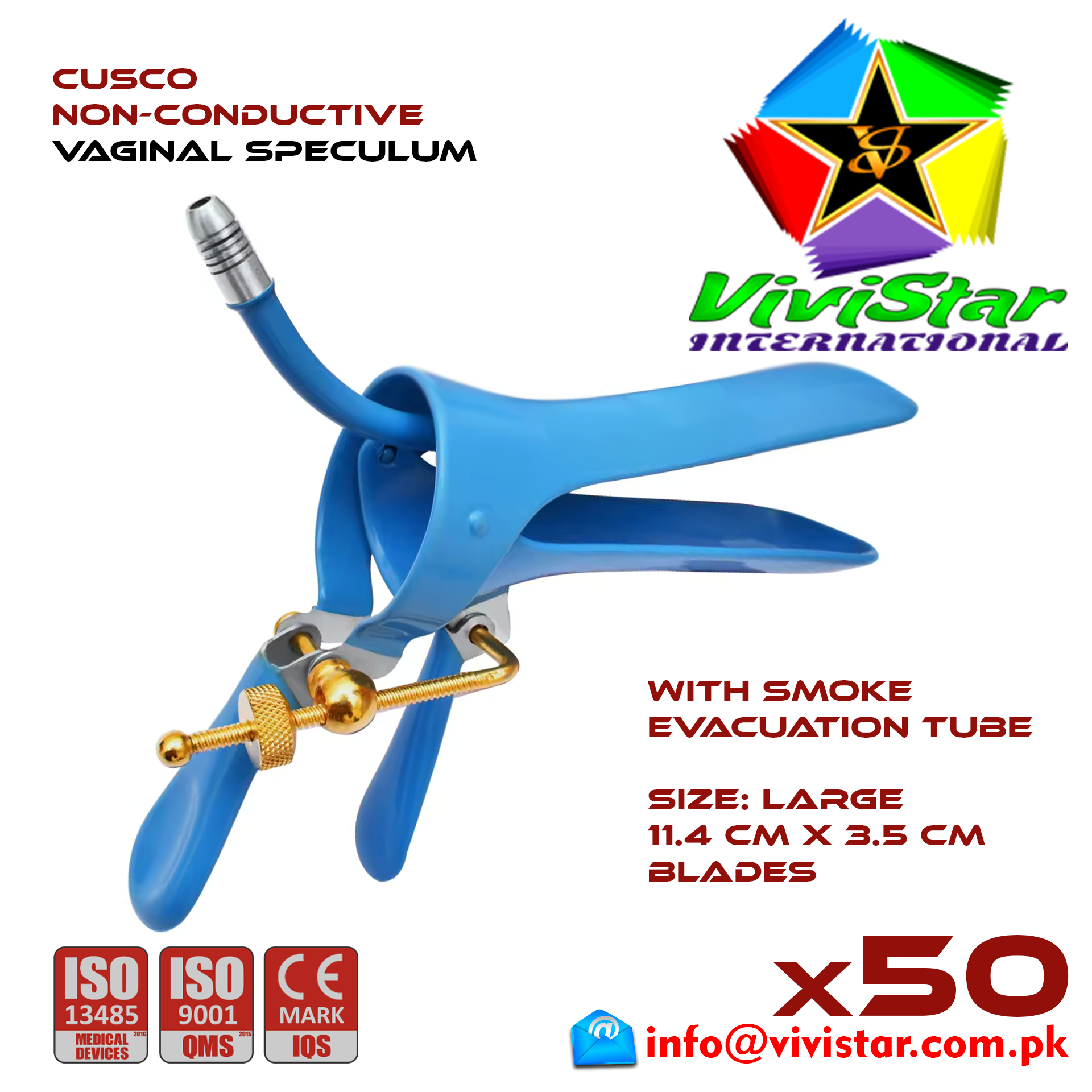 Cusco Non-Conductive Vaginal Speculum Large - L - pelvic examinations, colposcopy, IUCD , cervical biopsies, cauterization - vaginal gynecological interventions Pack of 50