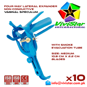 Four-Way Lateral Expander Non-Conductive Vaginal Speculum Medium - M - routine gynecological examinations, cervical biopsy, LEEP electrosurgical procedures, IUD Pack of 10