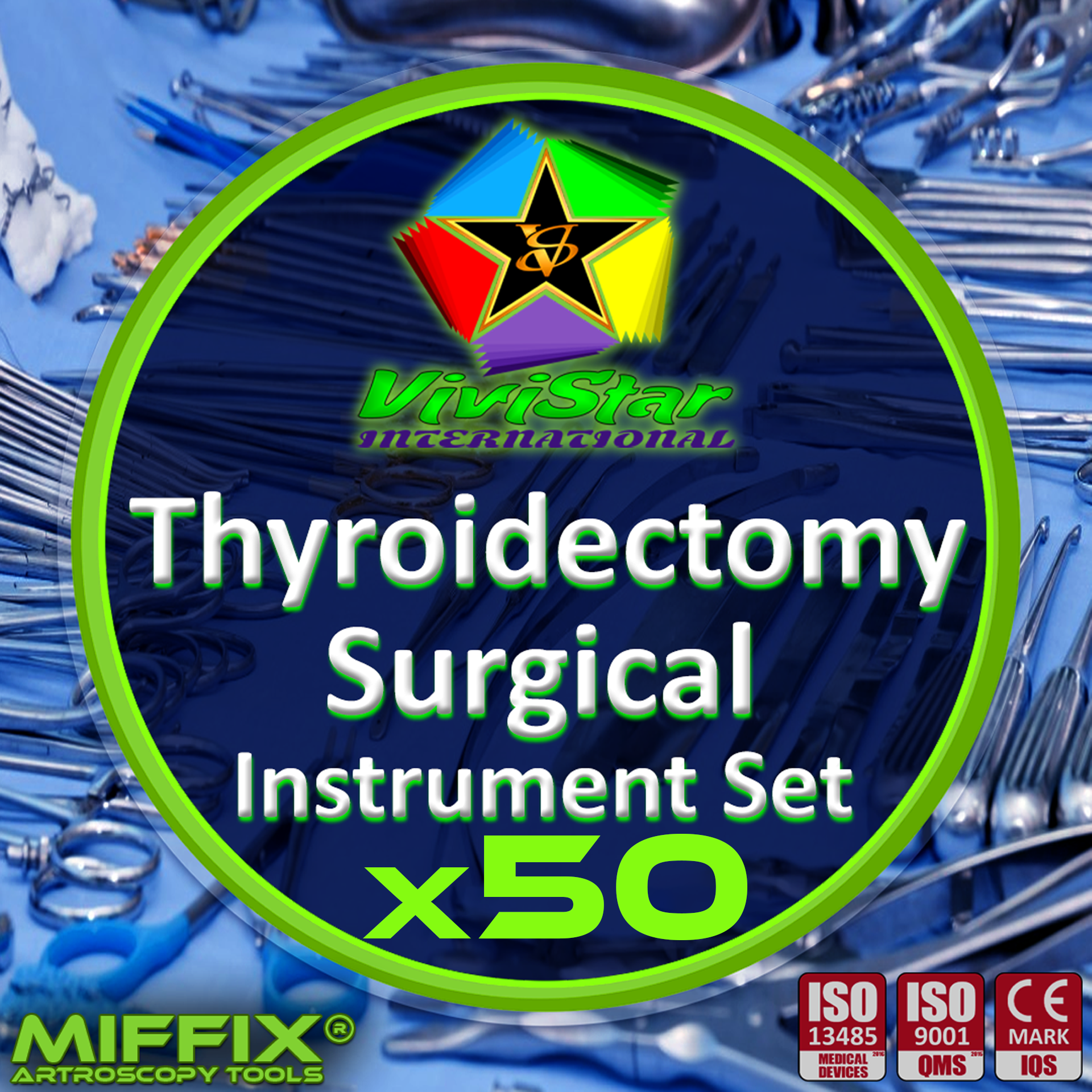 thyroidectomy Surgical Instrument Set hemithyroidectomy, subtotal thyroidectomy, parathyroid exploration and excision, central neck dissection, reoperative thyroid surgery Pack of 50