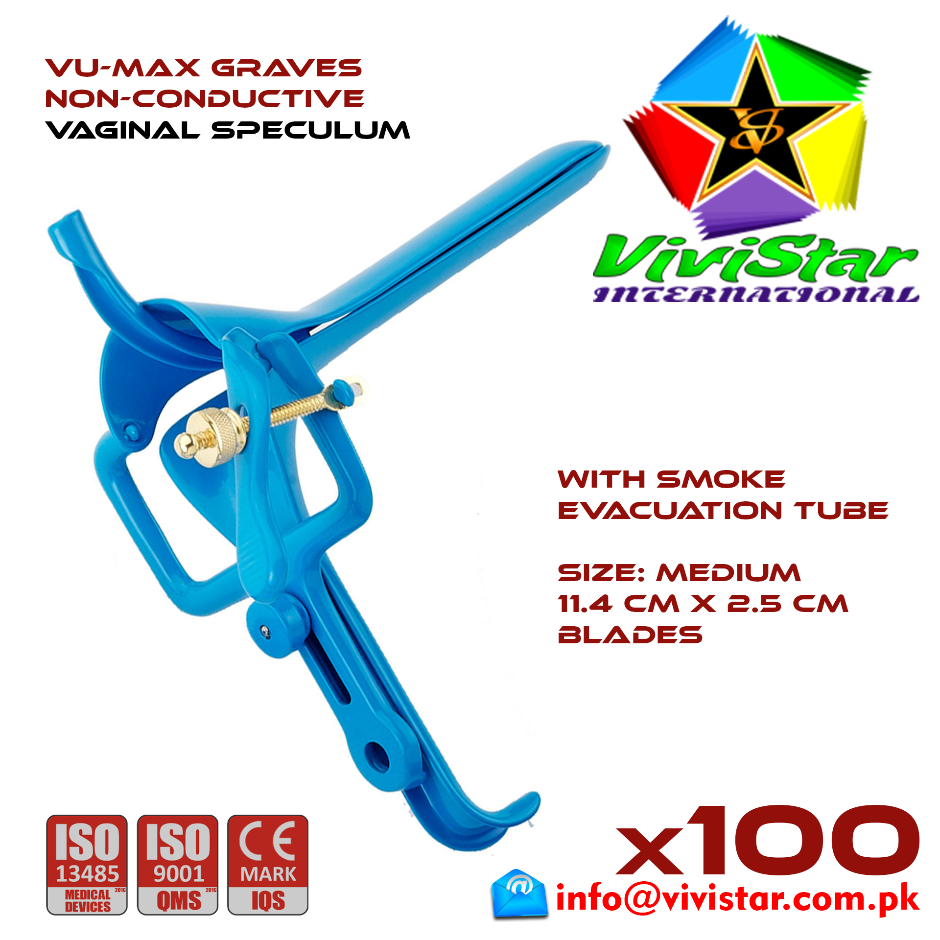 VU-Max Graves Non-Conductive Vaginal Speculum Medium - M - routine gynecological examinations,hysteroscopy, D&C cervical biopsy, LEEP electrosurgical procedures, IUD Pack of 100