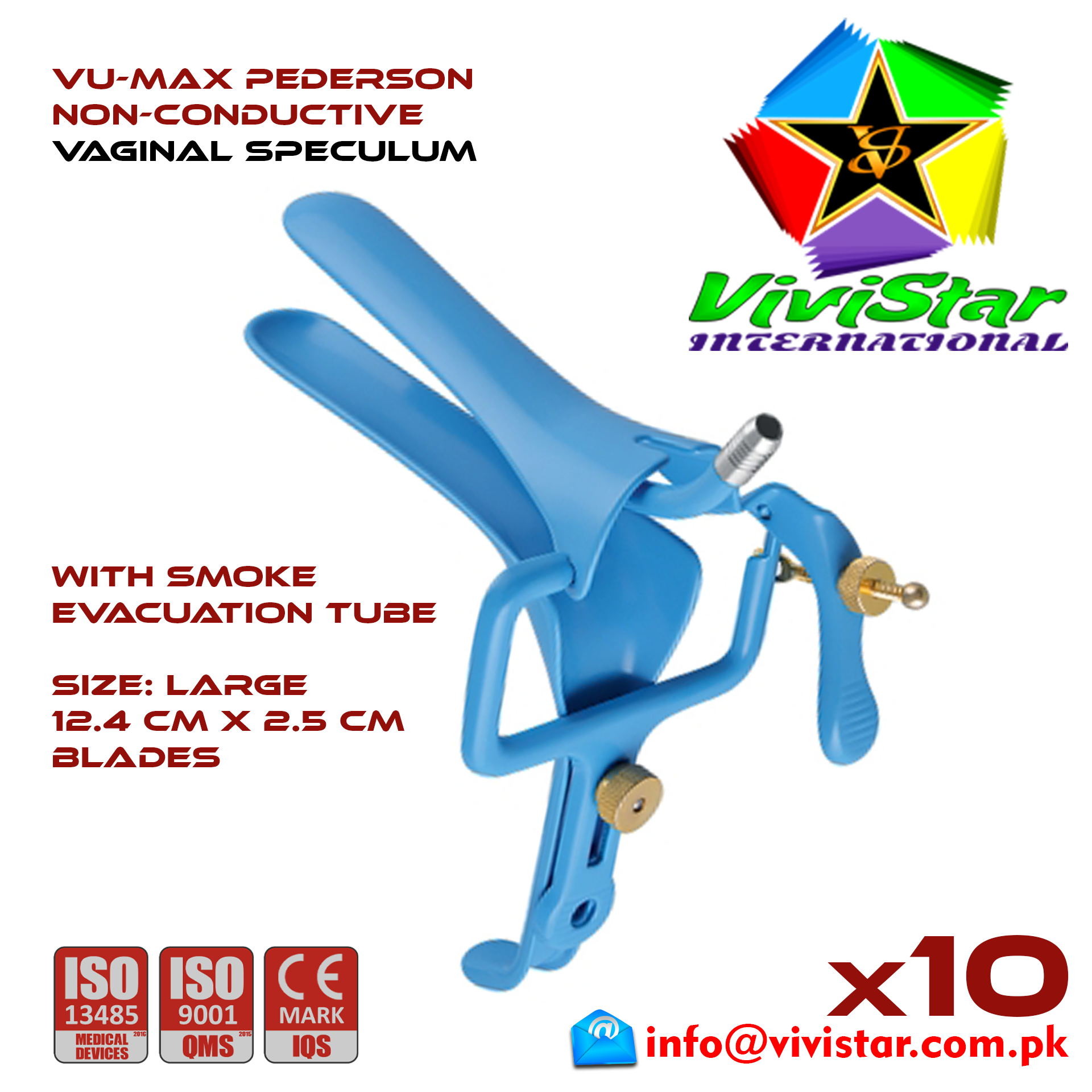 VU MAX Pederson Vaginal Speculum Large L Gynecology Obstetrics Leep - gynecological examinations,hysteroscopy, D&C cervical biopsy, LEEP electrosurgical procedures, IUD Pack of 10