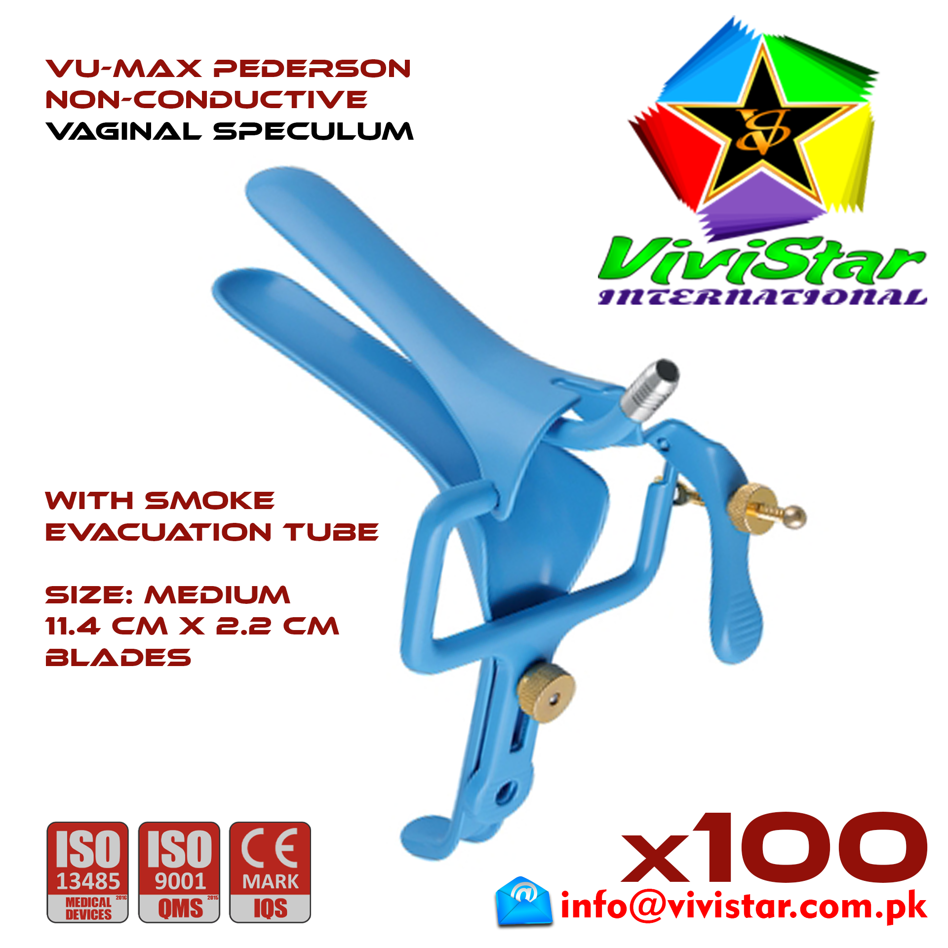 VU MAX Pederson Vaginal Speculum Medium M Gynecology Obstetrics Leep - gynecological examinations,hysteroscopy, D&C cervical biopsy, LEEP electrosurgical procedures, IUD Pack of 100