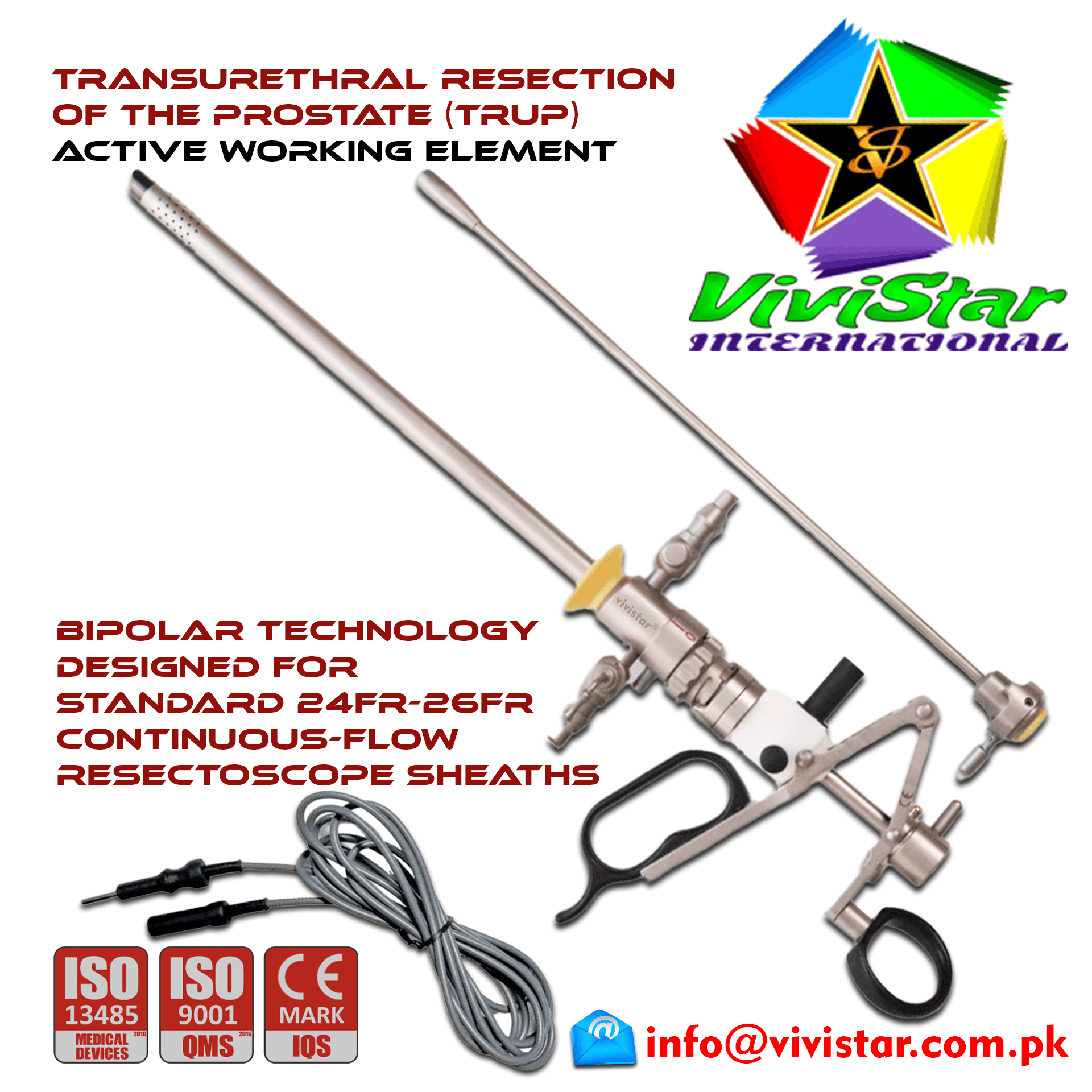Bipolar TURP Working Element Urology Double Stem Active Resectoscope Set Transurethral Resection Large with Continuous Flow and Loop Egypt Africa