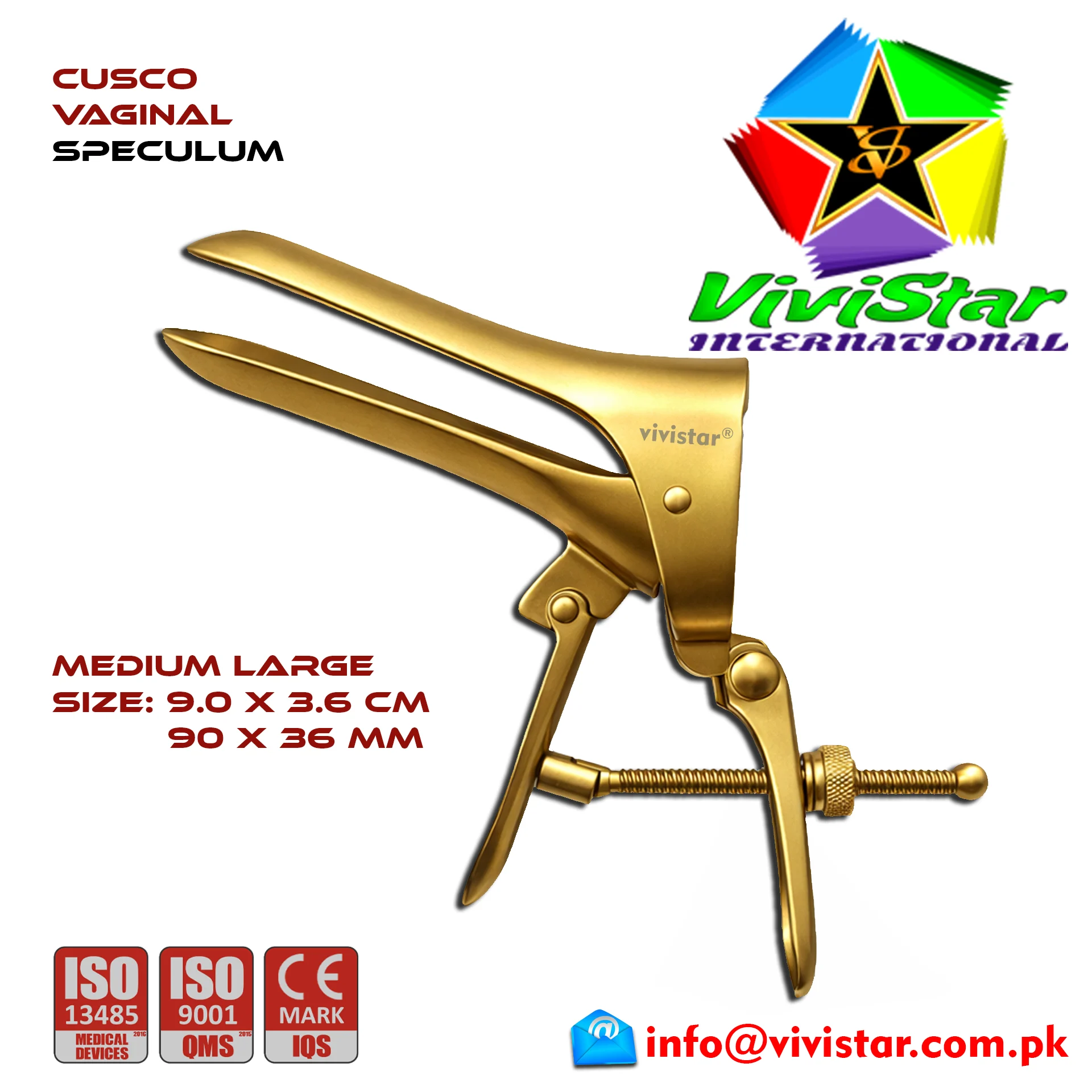 Cusco Vaginal Speculum Gold Medium Large Gynecology Cervical Examination Obstetrics Best Steel Self Retaining Surgical