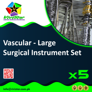 Vascular - Large Surgical Instrument Set arterial venous bypass surgery carotid endarterectomy aortic aneurysm repair arteriovenous (AV) fistula thrombectomy embolectomy graft placement reconstructions Tissue Babcock Metzenbaum Scissors Balfour Clamps Pack of 5 Sets