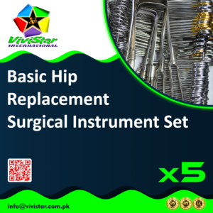 Basic Hip Replacement Surgical Instrument Set arthroplasty procedures primary total THR hemiarthroplasty Hibbs Osteotome Russian Tissue Stille Liston Luer Rongeur Metzenbaum Scissors Clamps Pack of 5 Sets