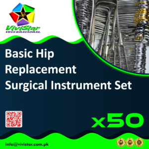 Basic Hip Replacement Surgical Instrument Set arthroplasty procedures primary total THR hemiarthroplasty Hibbs Osteotome Russian Tissue Stille Liston Luer Rongeur Metzenbaum Scissors Clamps Pack of 50 Sets