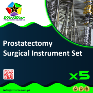 Prostatectomy Surgical Instrument Set urological radical open laparoscopic robotic-assisted transvesical prostate pelvic lymph node dissection bladder neck reconstruction Allis Pean Foerster Pack of 5