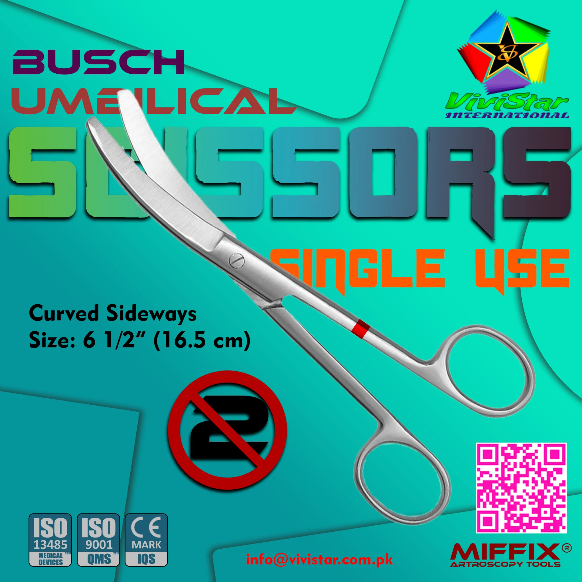 Busch Umbilical Scissors (Single Use) Premium Precision for Sterile Cord Management