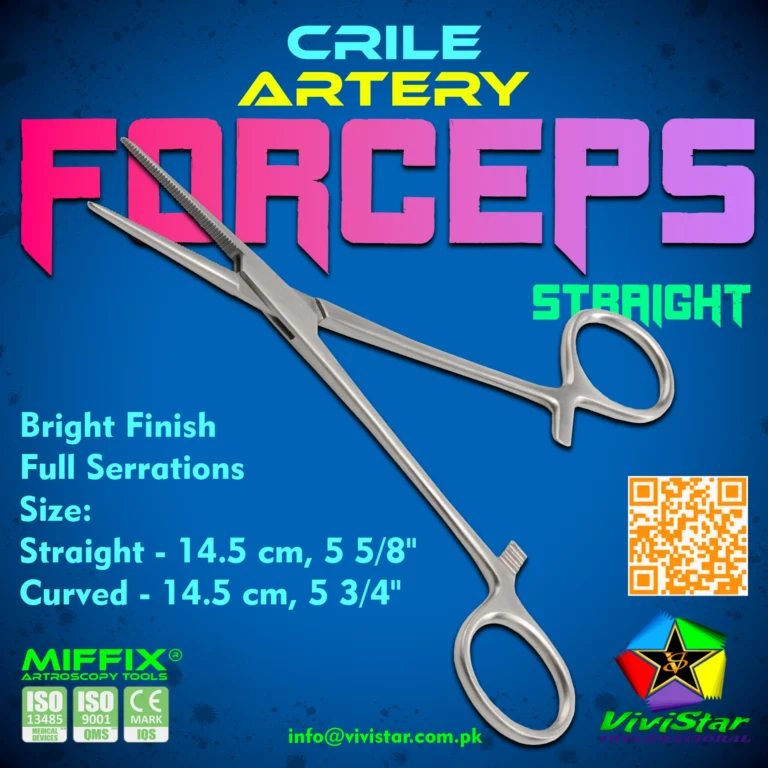 The Crile Artery Forceps (commonly known as "Crile Hemostats") are essential instruments designed for clamping blood vessels and grasping heavy tissue during general and abdominal surgeries