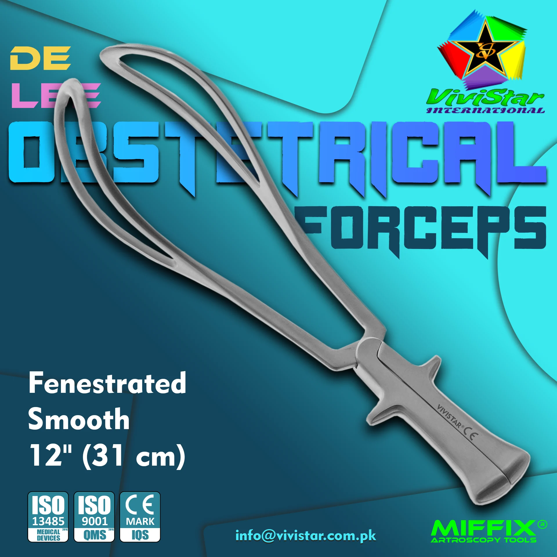 De Lee Obstetrical Forceps Gynecological Surgical INSTRUMENTS teleflex sklar germedusa wexler aesculep medline stille KLS Martis