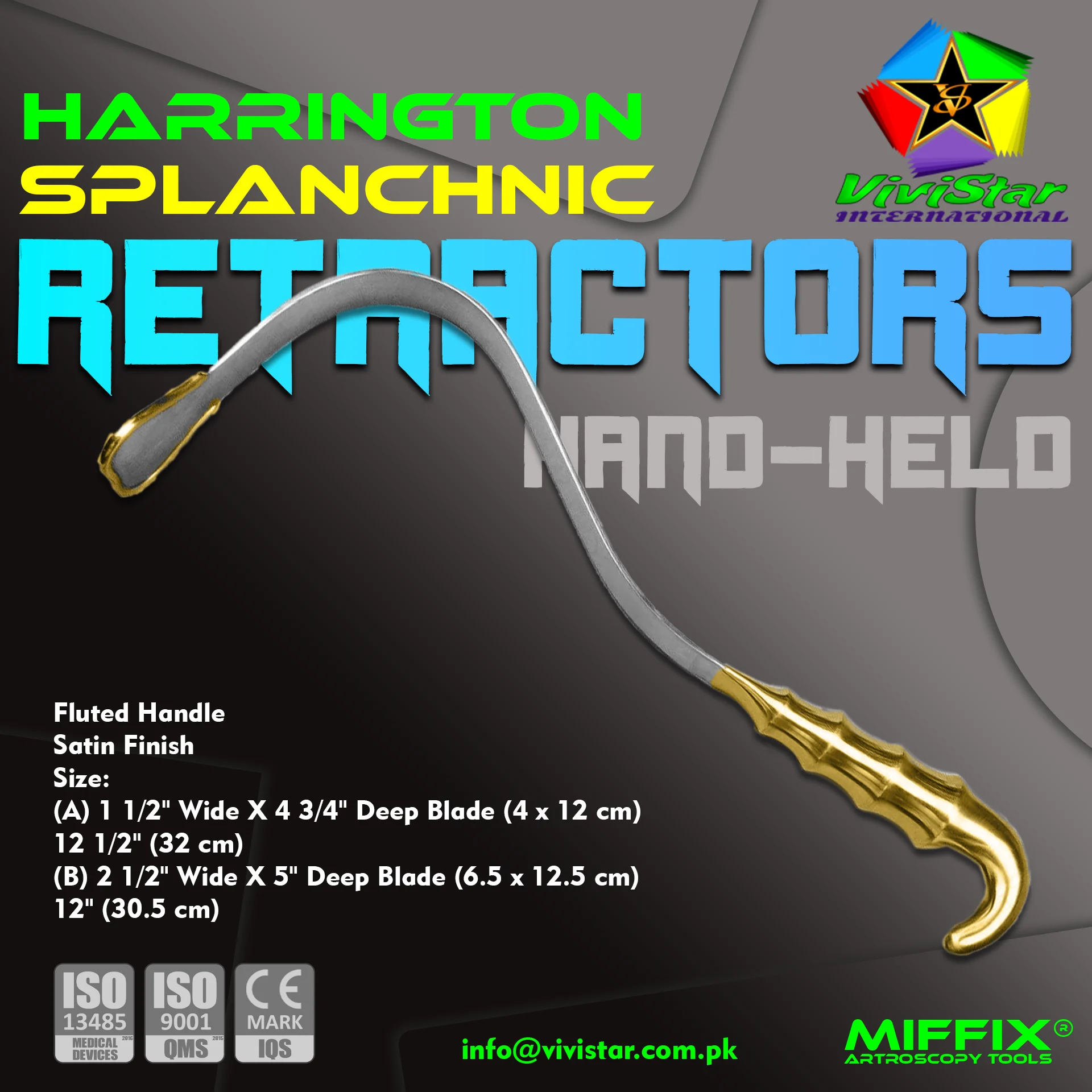 Harrington Splanchnic Retractors Optimized for Deep Abdominal & Visceral Retraction