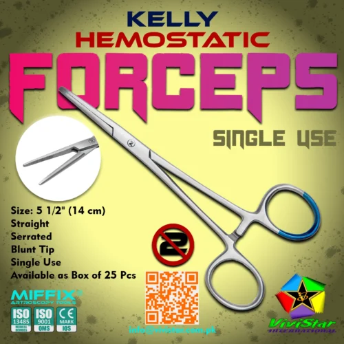 Kelly Hemostatic Forceps Straight Single Use Disposable 2 الدقة والموثوقية في حالات الطوارئ والعمليات الجراحية مع ملقط كيلي لوقف النزيف