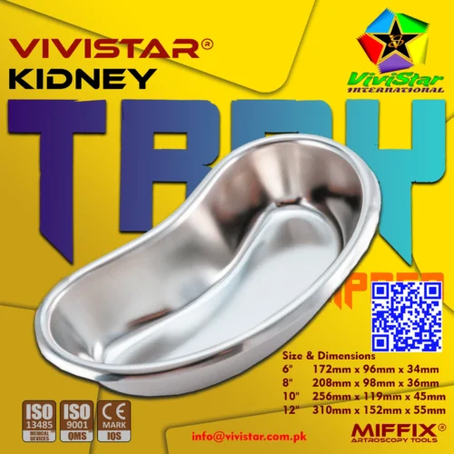 Kidney Tray - Lipped 2 The Vivistar Kidney Tray is an essential multi-purpose vessel, precision-engineered for the collection of fluids, waste, or the organized placement of surgical instruments.