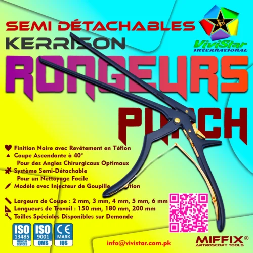 Semi Detachable Kerrison Rongeurs Punch French 2 Le rongeur Kerrison semi-détachable Vivistar® représente le sommet de l'ingénierie pour la chirurgie rachidienne, neurologique et orthopédique