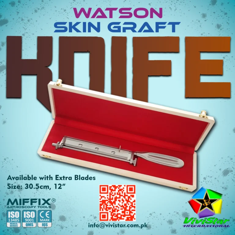 The Watson Skin Graft Knife is a masterfully balanced surgical instrument specifically designed for harvesting split-thickness skin grafts. Its streamlined, low-profile design provides surgeons with exceptional visibility and tactile feedback during the slicing maneuver