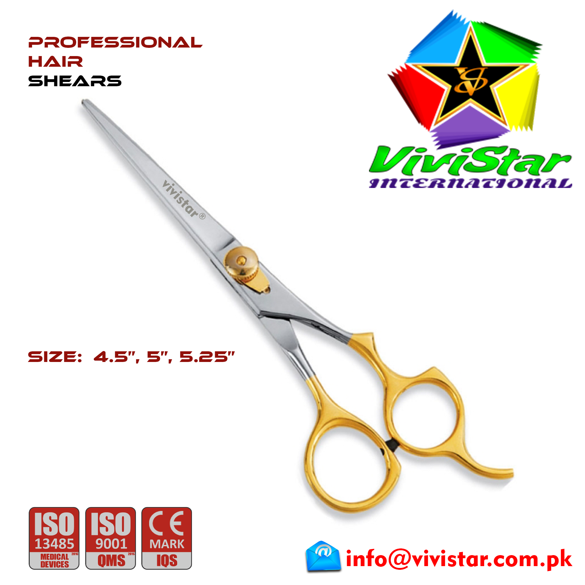 Professional hair shears Custom logo Barber scissors cutting shears set United States Pakistan United Kingdom Australia Standard Salon Sizes with Gold Handle