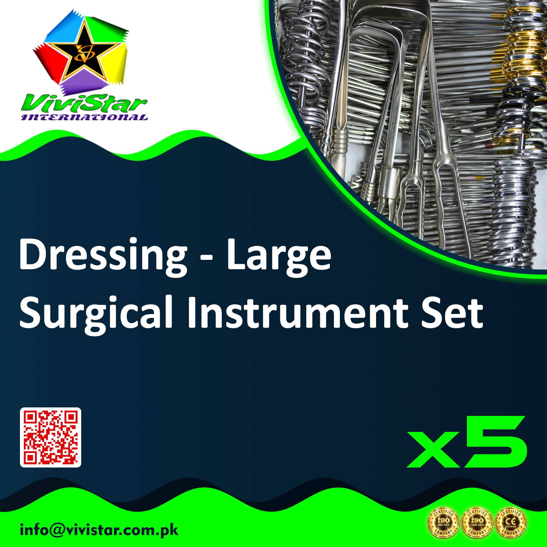 Dressing Surgical Instrument Set Large comprehensive high quality minor procedures wound suturing abscess drainage minor excisions post-operative care hospitals clinics emergency Pack of 5 Sets