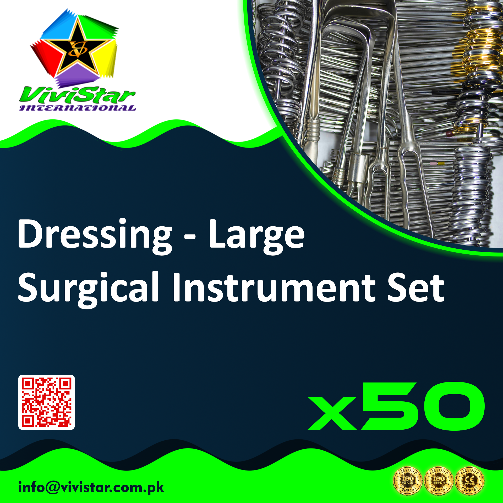 Dressing Surgical Instrument Set Large comprehensive high quality minor procedures wound suturing abscess drainage minor excisions post-operative care hospitals clinics emergency Pack of 50 Sets
