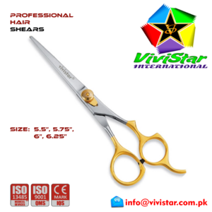 Professional hair shears Custom logo Barber scissors cutting shears set United States Pakistan United Kingdom Australia Standard Salon Sizes with Gold Handle