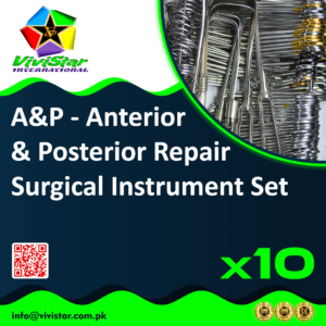 A&P Anterior & Posterior Repair Surgical Instrument Set pelvic floor vaginal reconstructive procedures colporrhaphy cystocele rectocele repair perineorrhaphy enterocele vaginal hysterectomy pelvic organ prolapse (POP) urogynecological gynecological Pack of 10 Sets
