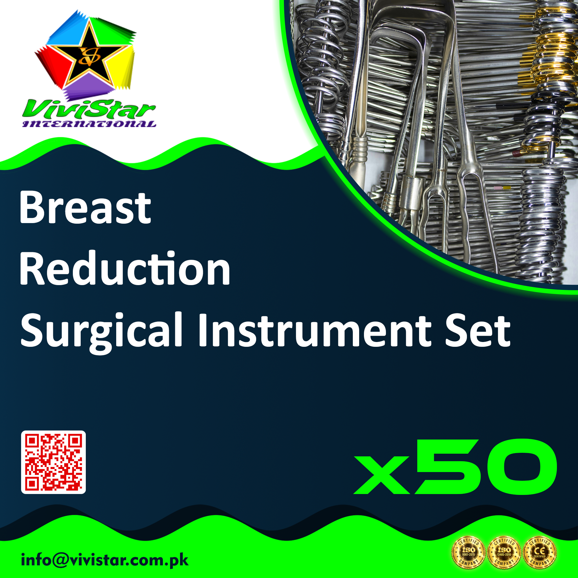 Breast Reduction Surgical Instrument Set mammaplasty breast lift mastopexy breast reconstruction revision breast surgery gynecomastia correction Halsted Mosquito Volkman Pack of 50 Sets