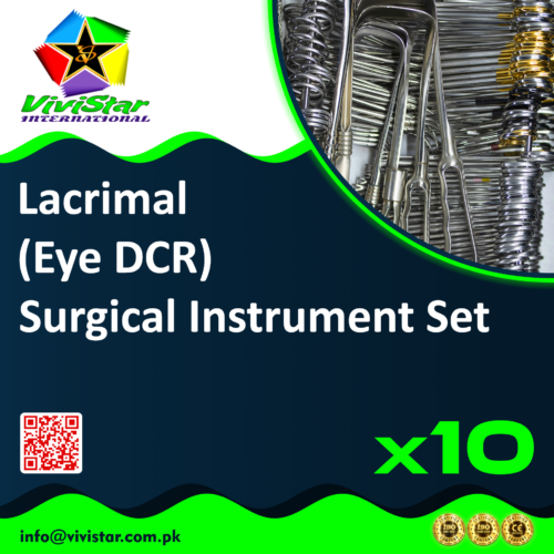 Lacrimal Eye DCR Surgical Instrument Set dacryocystorhinostomy dacryocystectomy DCT probing irrigation silicone tube intubation canalicular repair procedures Pack of 10 Sets Surgical Instruments Sialkot Pakistan Scissors Forceps Kerrison Rongeur USA Mexico Brazil Germany Africa Europe Spain