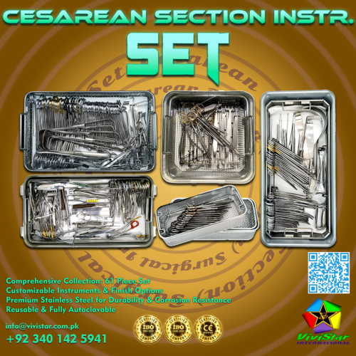 Cesarean Section (C-Section) Surgical Instrument Set Comprehensive Obstetric Solution@0.5x Kaiserschnitt-Besteckset (C-Section Set) Präzisionsinstrumente für den sicheren Start ins Leben