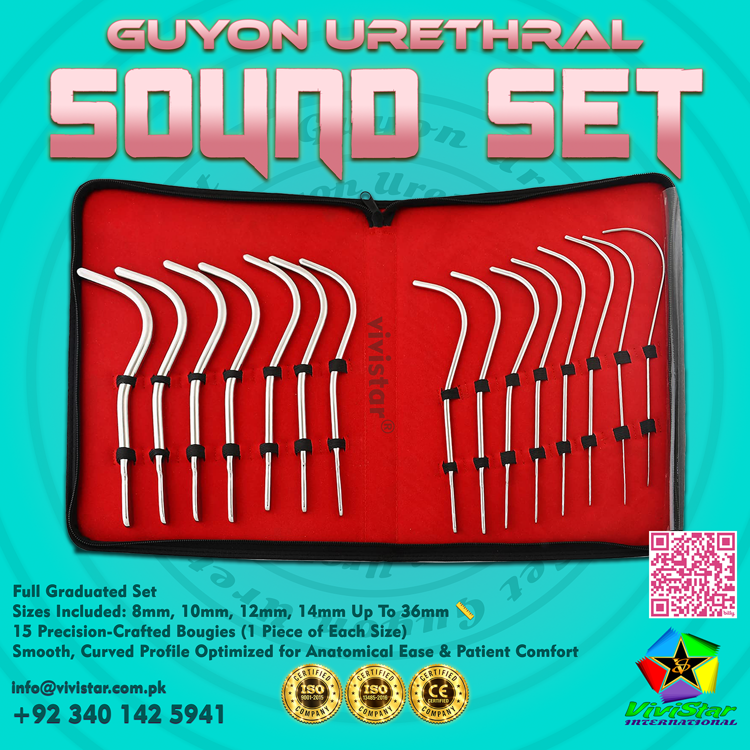 Guyon Urethral Sound 15 Pcs Set – Precision Urology Instruments